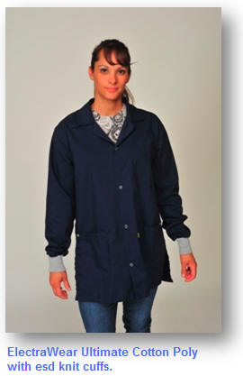 ULTIMATE Cotton Poly ESD smock with Conductive Knit Cuffs