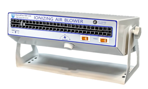 WIDE flow ESD ionizer with heater